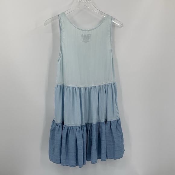 Rails Noelle colorblock tiered mini dress blue chambray a-line trapeze shift XS - Picture 4 of 6